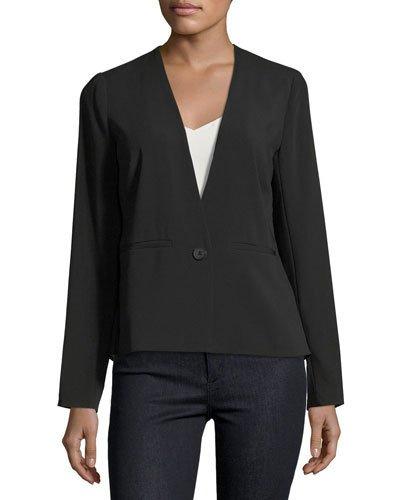 Mixed Media One-button Blazer, Black