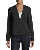 Mixed Media One-button Blazer, Black