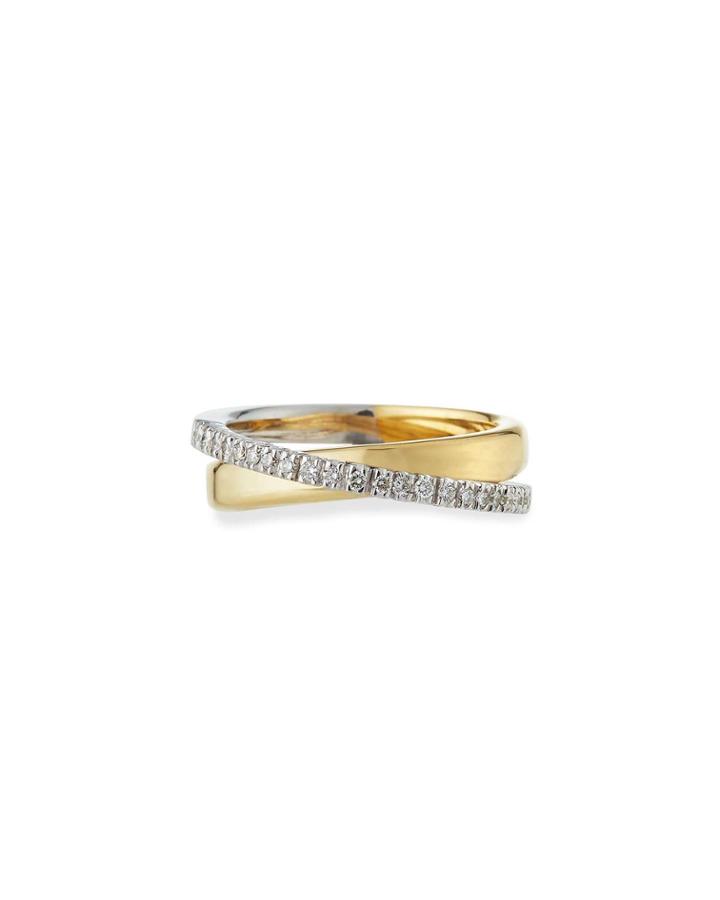 18k Two-tone Crisscross Diamond Ring,