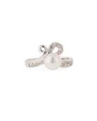 14k Freshwater Pearl & Diamond Swirl Ring,
