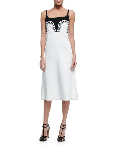 Stud-trim Two-tone Dress