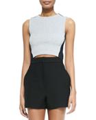 Knit & Denim Crop Top