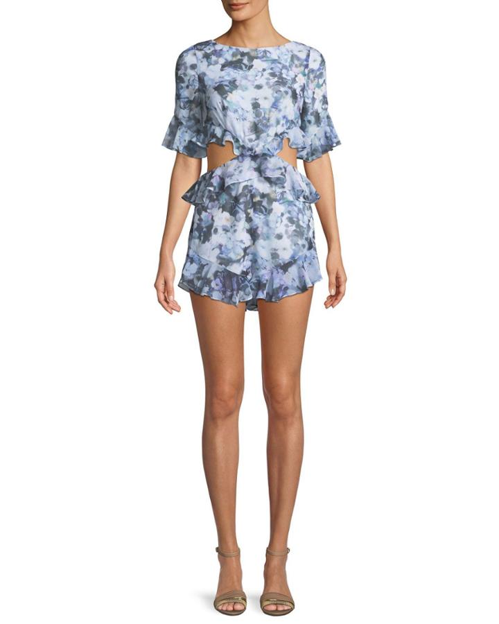 The Lyndsey Floral Playsuit W/ Ruffle Trim