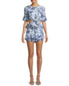 The Lyndsey Floral Playsuit W/ Ruffle Trim