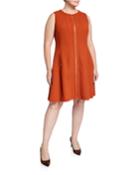 Plus Size Celinda Zip-front Sleeveless Wool Dress