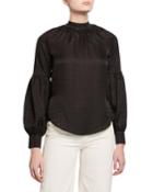 Cicley Houndstooth Mock-neck