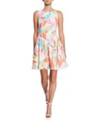 Printed Fit-and-flare Sleeveless Dress