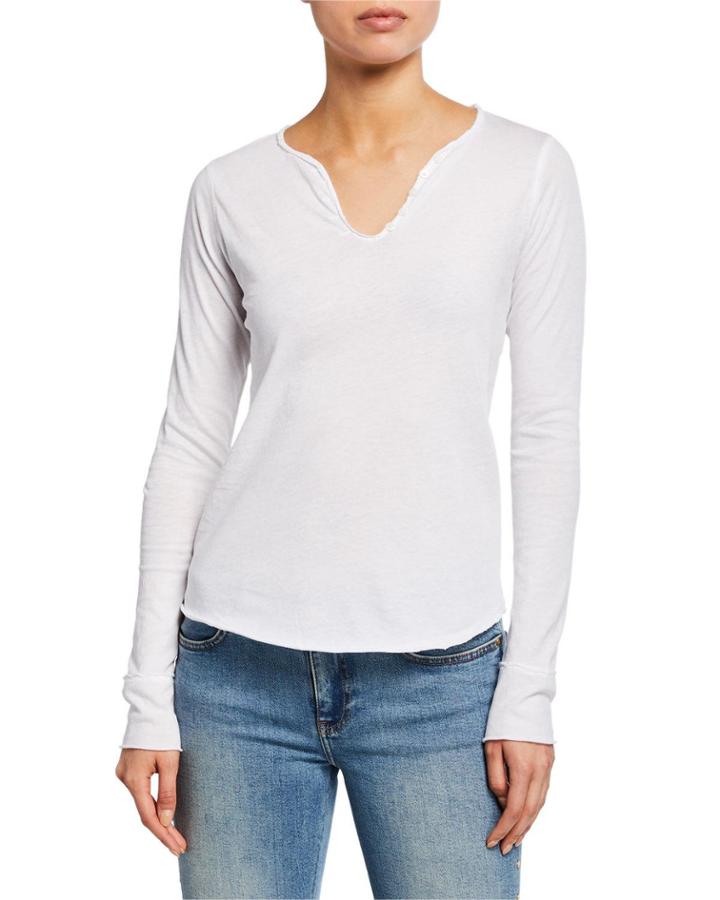 Tunisien Beaded Skull Henley Tee