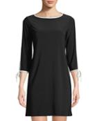 Split-sleeve Piped A-line Dress