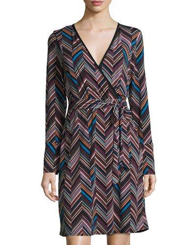 Graphic-print Faux-wrap Dress,