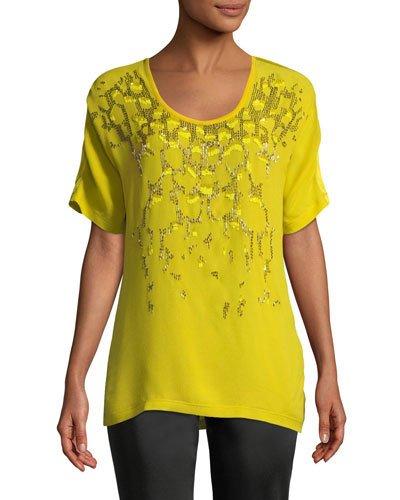 Sequin-front Georgette Tee