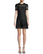 Multimedia Threaded Mesh Mini Ruffle Dress