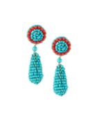 Turquoise Beaded Circle & Teardrop Earrings