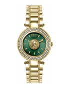 36mm Ip Gold Watch With Green Dial & Ip Gold Bracelet