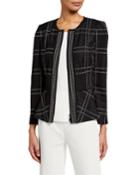 Windowpane Zip-front Peplum Jacket
