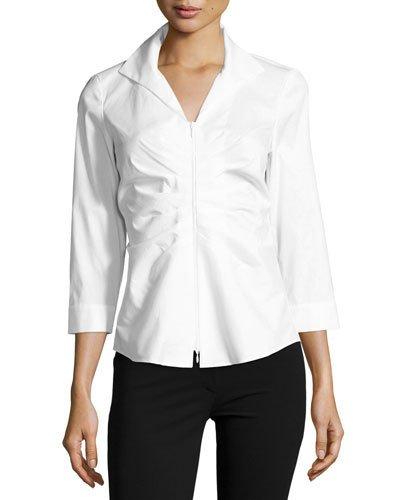 Lucile Ruched Zip-front Blouse
