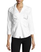 Lucile Ruched Zip-front Blouse