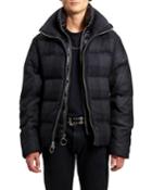 Men's Crosby Flannel Down-filled Wool Puffer Coat, Charcoal Plaid