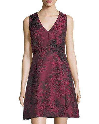 Floral Jacquard Fit & Flare Dress