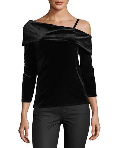 Margerie Velvet One-shoulder Top