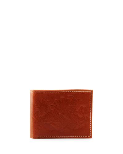 Boxed Dragon-embossed Leather Bifold Wallet, Harness