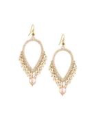 Pearly Dangle Earrings, Pink/cream