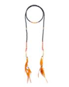 Mixed Crystal & Feather Lariat Necklace