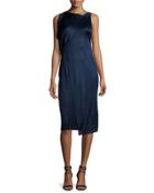 Sleeveless Open-back Satin Pencil Dress