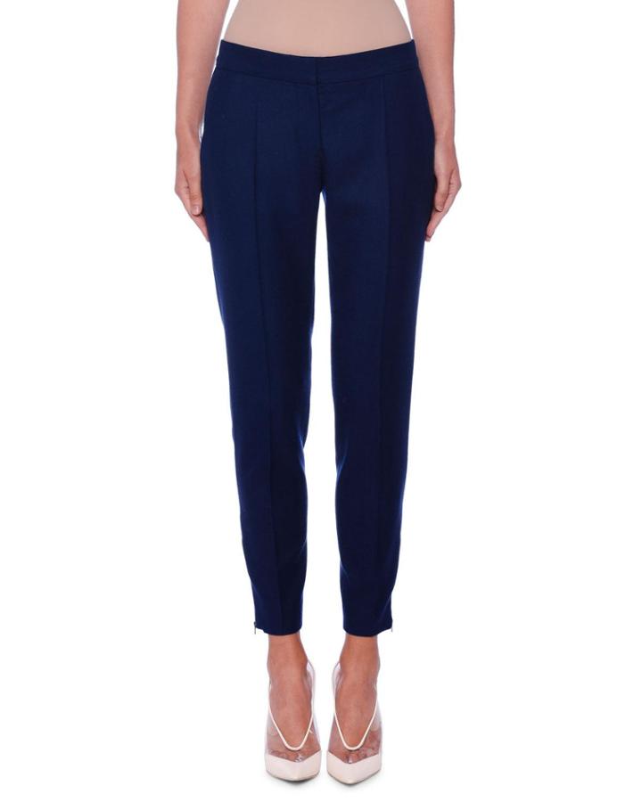 Slim Open-weave Wool Ankle Trousers