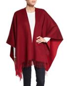 Reversible Wool Ruana Shawl, Bordeaux/garnet Red