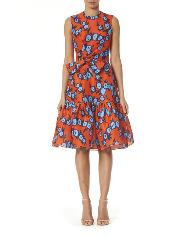Floral Print Bowed-waist
