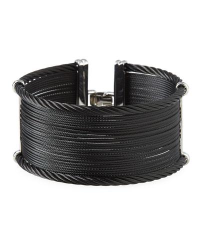 Noir Wide Steel & 18k Cuff Bracelet