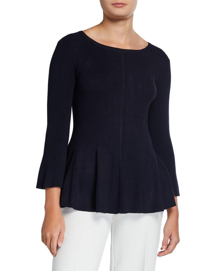 Fit-and-flare Zip-back Ribbed