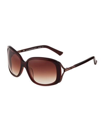 Vented Square Plastic Sunglasses, Brown