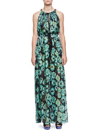 Floral-print Tassel Drawstring-neck