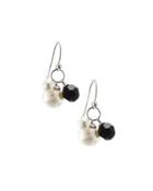 Sterling Silver Pearl & Crystal Bead Drop Earrings