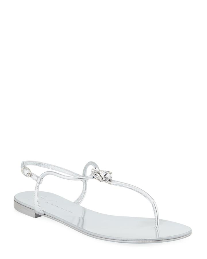 Jeweled Metallic Flat Thong