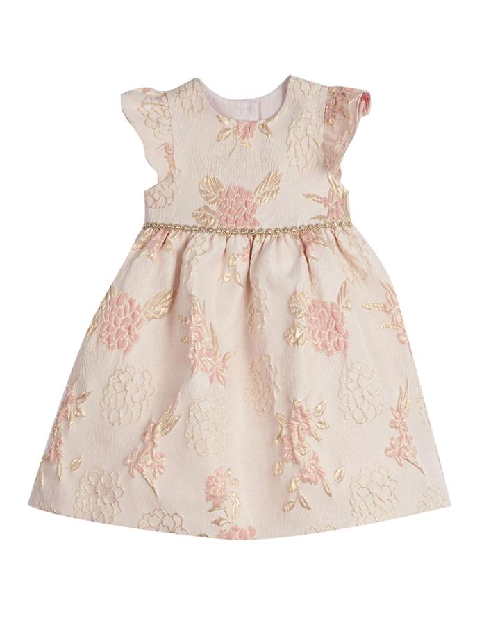 Flutter-sleeve Brocade Holiday Dress, Sizes Premie-24