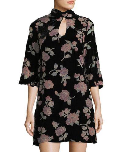 Floral Velvet Empire Dress