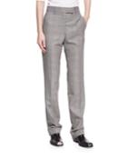 Plaid Worsted Wool Straight-leg Trousers