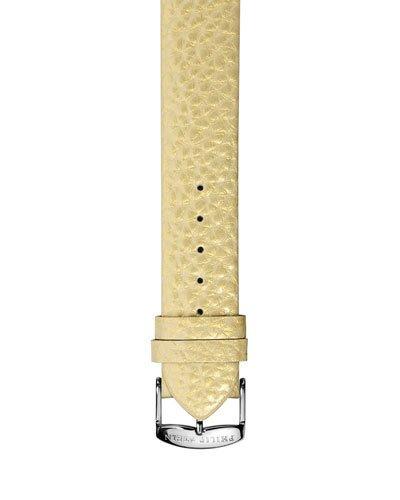18mm Grained Calf Leather Watch Strap, Golden Yellow
