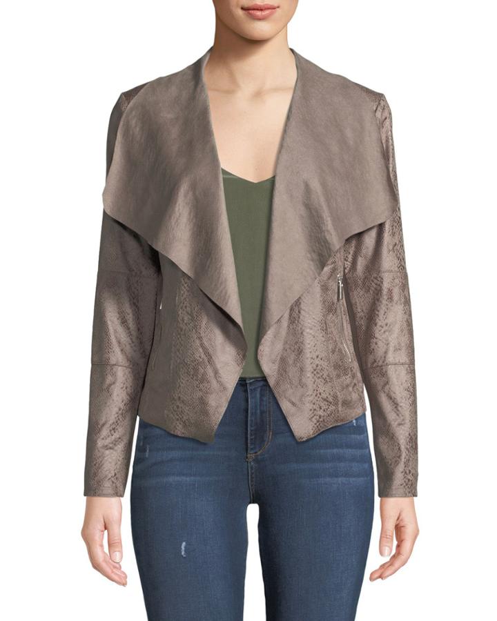 Draped Faux-leather Jacket