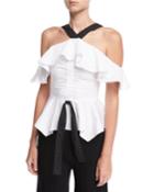 Off-the-shoulder Halter Ruffled Top