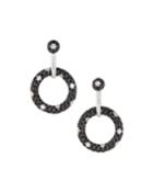 Roberto Coin 18k Diamond & Black Sapphire Open-circle Drop Earrings, Women's,