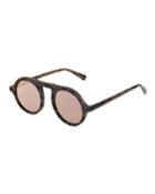 Round Acetate Sunglasses W/ Chain Trim