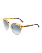 Half-rim Metal Tiger Sunglasses With Gradient