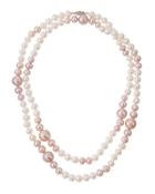 Long Pink & White Freshwater Pearl Necklace,