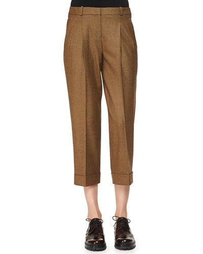 Slouched Tic Weave Capri Pants