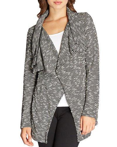 Shawl-collar Textured Herringbone Jacket, Black
