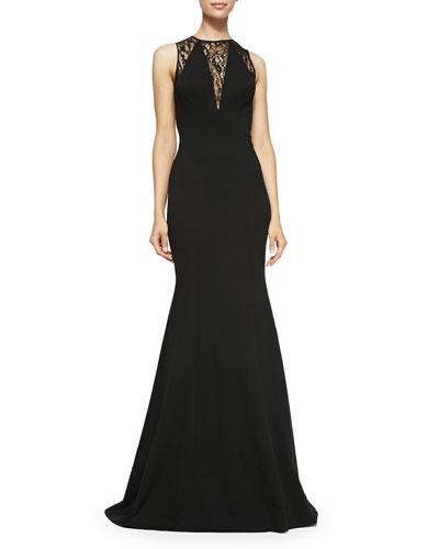 Lace & Jersey Trumpet Gown